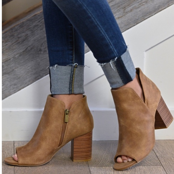 Shoes - Taupe All season Peep Toe Suede bootie